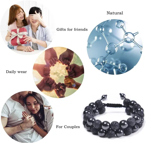 Miniatura 3 de Brazalete GelConnie de piedras de lava, 7 chakras, 0.32 pulgadas, piedra natural, para curación, alivio del estrés, yoga, ansiedad, aromaterapia