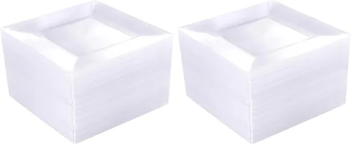 Miniatura 9 de WDF 60 platos de plástico transparente, platos cuadrados desechables para postre/ensalada, plato de plástico de 7 pulgadas para aperitivos de boda