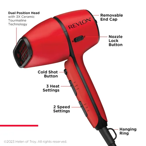 Miniatura 5 de REVLON Secador de pelo con control de flujo de aire con difusor, cabezal de secadora de 1875 W gira 90° para control total, cabezal más ancho