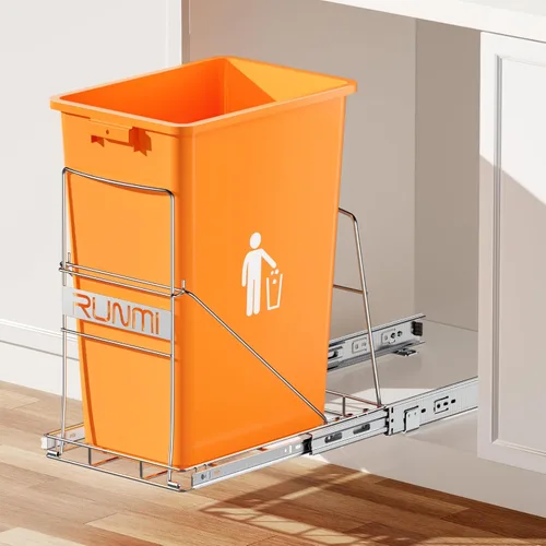 Miniatura 9 de Cubo de basura doble extraíble debajo del gabinete con kit de montaje de puerta, bote de basura debajo del fregadero para cocina con toboganes