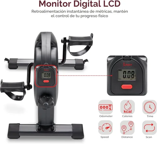 Miniatura 5 de Sunny Health & Fitness Smart Under-Desk Bike Exerciser, Low-Impact Cardio Cycling Equipment for Home/Office, Mini Paddler for Arm/Leg Mobility Gris