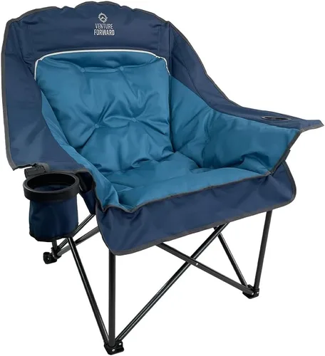 Miniatura 6 de Venture Forward Silla de camping plegable de gran tamaño, portátil y cómoda, capacidad de peso de 400 libras, perfecta para acampar y actividades al