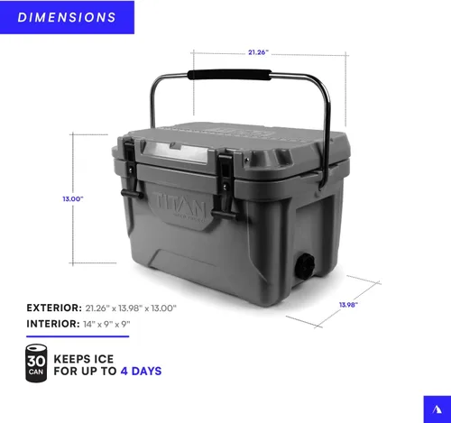 Miniatura 6 de Titan Hard Ice Chest Cooler Roto Cooler con protección Microban y aislamiento de congelación profunda Gris