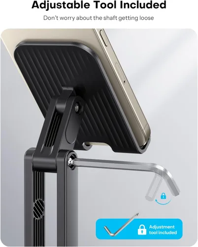 Miniatura 3 de Soporte para teléfono celular OMOTON para escritorio, paquete de 2 unidades, soporte ajustable y plegable para teléfono, soporte móvil giratorio