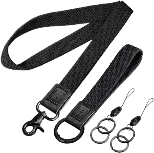 Miniatura 28 de Fishent Llavero elástico, bonito llavero de pulsera, cordón de muñeca tejido mejorado para llaves, llaveros para mujeres y hombres, llaves