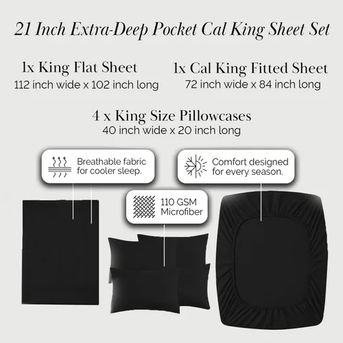 Miniatura 47 de Southshore Fine Living, Inc. Juego de 7 piezas de sábanas King divididas para cama ajustable, juego de sábanas King divididas con bolsillo de 21