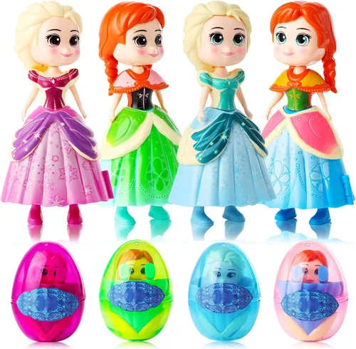 Miniatura 8 de xutengy Paquete de 4 rellenos esenciales para cesta de Pascua, huevos de princesa, juguetes de deformación prellenados para niños y niñas