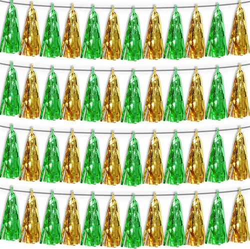 Miniatura 15 de Guirnalda de flecos de papel de aluminio metálico 4P con borlas de oropel, telón de fondo para flotadores de desfile, decoraciones de graduación