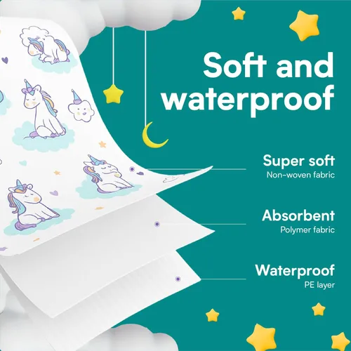Miniatura 6 de Eli with Love Disposable Bibs Individually Wrapped Bib with Crumb Catcher - Waterproof Baby Bibs For Feeding Unicornio - Manga Corta