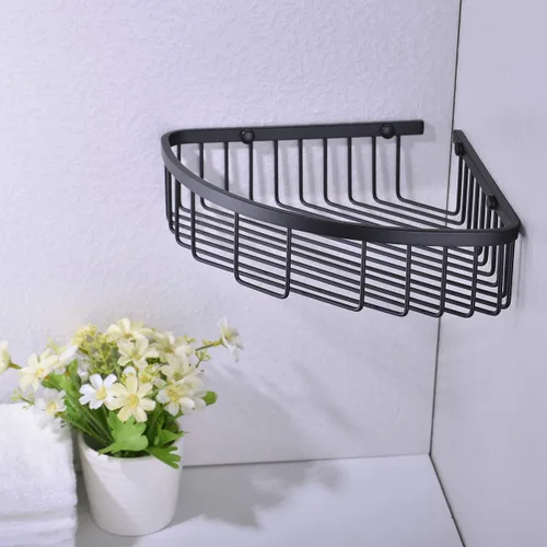 Miniatura 2 de Cesta de ducha de acero inoxidable 304, organizador de baño, organizador de pared, acabado chapado en negro mate, resistente