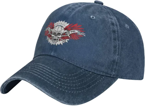 Sombrero de vaquero de moda para hombre y mujer, ajustable para cuatro estaciones, gorra de béisbol del infierno con ángel, azul marino, Azul marino