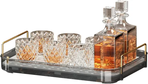 Miniatura 13 de Seoneiro Bandeja de whisky, estante para tazas de vidrio, soporte para tazas, organizador de taza de café, encimera de baño con tabla de drenaje