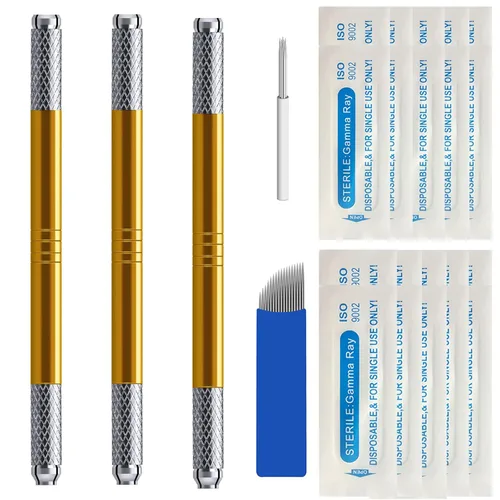 Miniatura 8 de 30 agujas desechables de microblading para cejas, cuchillas de maquillaje permanentes para tatuaje de labios, solo para un solo uso (18 agujas)