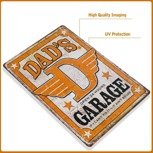 Miniatura 2 de dingleiever Letrero de metal de lata de garaje de papá, divertido y humorístico para papá, 12 x 8 pulgadas