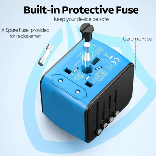 Miniatura 4 de JMFONE Adaptador de viaje universal con 4 puertos USB C/A y salidas de CA, adaptador de enchufe de alimentación internacional todo en uno para todos