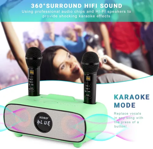 Miniatura 4 de Máquina de karaoke para adultos y niños, máquina de karaoke portátil Bluetooth con soporte para teléfono celular, sistema de altavoces PA con 2