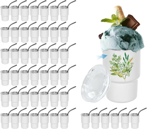 Miniatura 7 de AGH Mini vaso de shot de 3 onzas con popote y tapa, de acero inoxidable de colores, vasos de sublimación de doble pared con aislamiento al vacío, 6