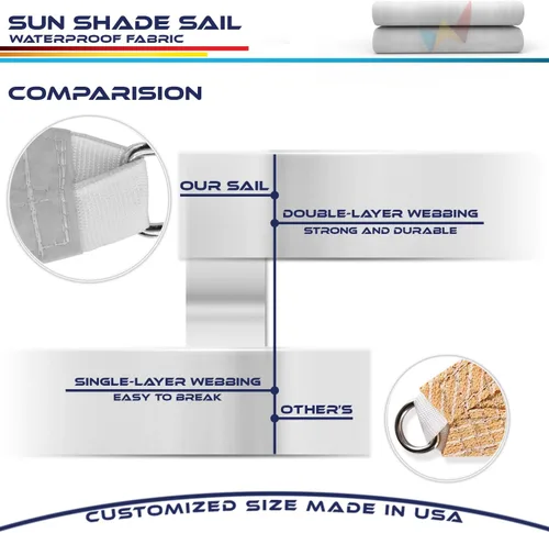 Miniatura 4 de Windscreen4less Vela de Sombra Solar Impermeable de 10'x10' Rectangular Cubierta de Toldo con Bloqueo UV para Patio Trasero, Terraza, Cubierta, claro