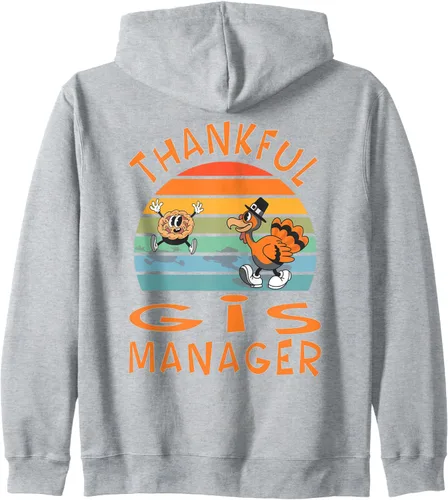 Miniatura 3 de GIS Manager Job Funny Thanksgiving Zip Hoodie