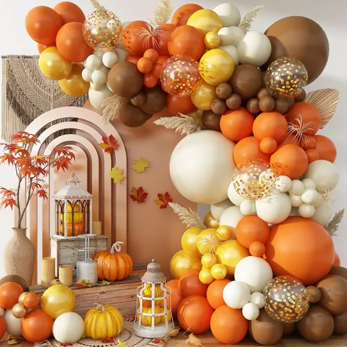 Miniatura 13 de Kit de arco de guirnalda de globos de Halloween, 116 piezas de arco de globos naranja y negro blanco, globos de papel de aluminio con estrella