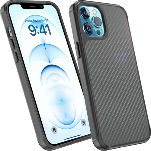 Phone REBEL - Funda para iPhone 12 Pro Max [fibra de aramida Gen-2] fuerte compatible con MagSafe, inserciones a prueba de golpes, esquinas negro