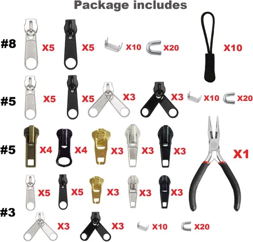 Miniatura 2 de EuTengHao Kit de reparación de cremallera de 169 piezas, kit de rescate de cremallera de repuesto con cremallera, herramienta de alicates