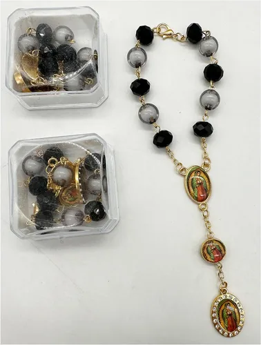 Miniatura 2 de Nuestra Señora Guadalupe Virgen María Centro de mesa Bautismo Recuerdos de Bautizo Rosario Pulsera Recuerdos Fiesta de Recuerdos - 12 Piezas