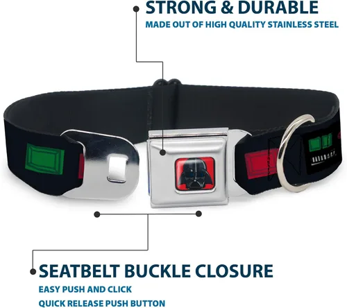 Miniatura 4 de Buckle-Down Collar de perro hebilla de cinturón de seguridad Star Wars Darth Vader Cinturón utilitario Bounding3 Negro Grises Rojos 11 a 17 pulgadas