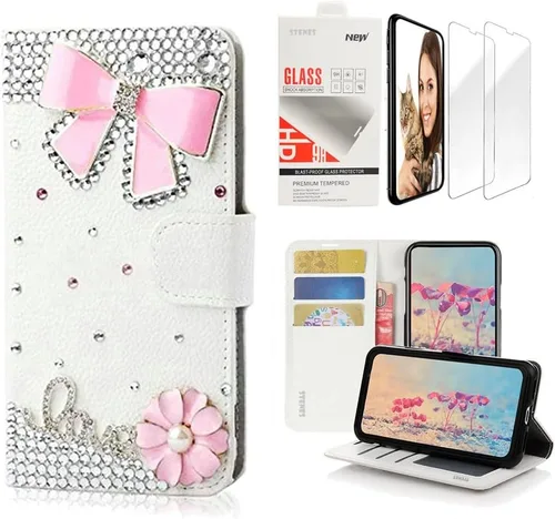 Miniatura 8 de Bling Wallet Case - SSBLDwSPSeries-16 - Funda de piel con correa para la muñeca y protector de pantalla (2 unidades)