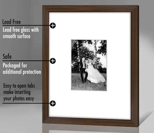 Miniatura 3 de Americanflat Portarretratos de 11 x 14 pulgadas con vidrio inastillable, para uso como marco de 5 x 7 pulgadas con paspartú o para fotos de 11 x 14