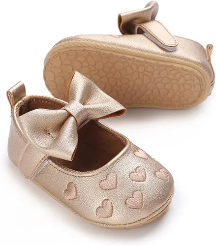 Miniatura 3 de BEBARFER Zapatos Mary Jane para bebés y niñas, planos con nudo de lazo, suela antideslizante para niños pequeños