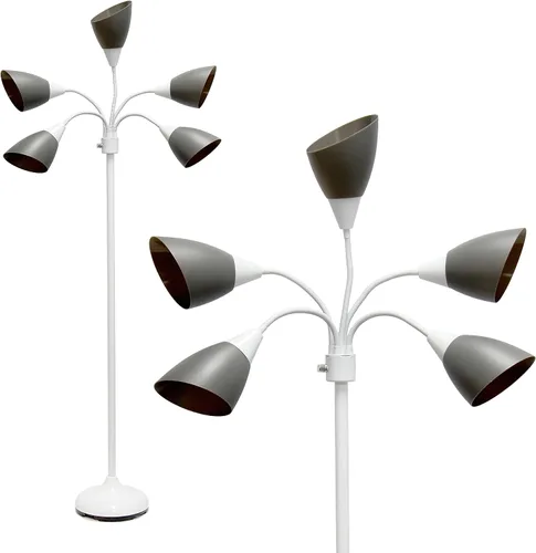 Miniatura 13 de Simple Designs LF2006-BAW 67" Lámpara de pie contemporánea con múltiples cabezales Medusa de 5 luces, lámpara de pie ajustable de cuello de cisne