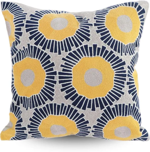 Miniatura 15 de Fundas bordadas decorativas para almohada de 18 x 18 pulgadas. Funda de cojín para sofá, cama, silla, funda de almohada 100% de algodón de 18 x 18