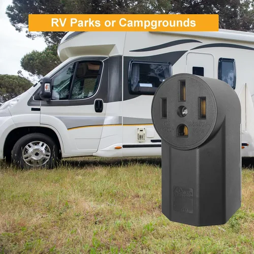 Miniatura 5 de Receptáculo Nema 14-50 de Grado Industrial de 50 Amperios Montaje en Superficie para Horno EV RV y Salida de Estufa, 3 Polos 4 Cables, Negro