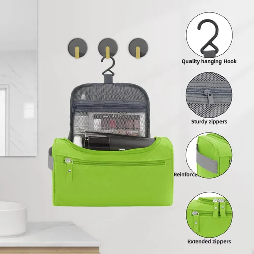 Miniatura 2 de Neceser de gran capacidad para mujeres y hombres, bolsa de aseo de capacidad media, Verde, M, Neceser para hombre
