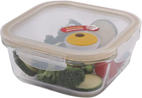 Miniatura 6 de LOCK & LOCK Purely Better - Recipiente de almacenamiento de alimentos de vidrio con tapa de ventilación de vapor, cuadrado de 17 onzas