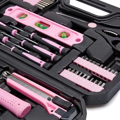 Miniatura 5 de Amazon Basics Kit de herramientas para el hogar con estuche de almacenamiento, 142 piezas, rosa, 13.39 x 9.25 x 2.95 pulgadas