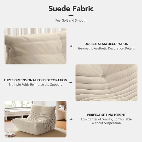 Miniatura 4 de Puf Togo sin comprimir de alta gama para adultos, sofá de espuma viscoelástica con tela suave, cómodo sillón de sala junto a la chimenea para sala