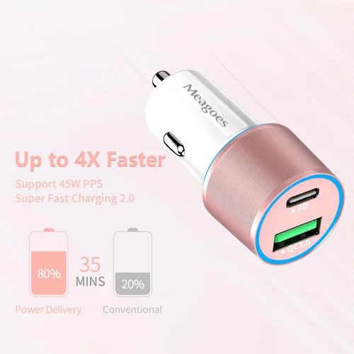 Miniatura 2 de Cargador de Coche Rosa de 67.5W USB C Super Carga Rápida, Bloque de 45W USBC y Puerto QC3.0 para iPhone 17 Pro Max/Air/16/15/iPad, Teléfono Celular