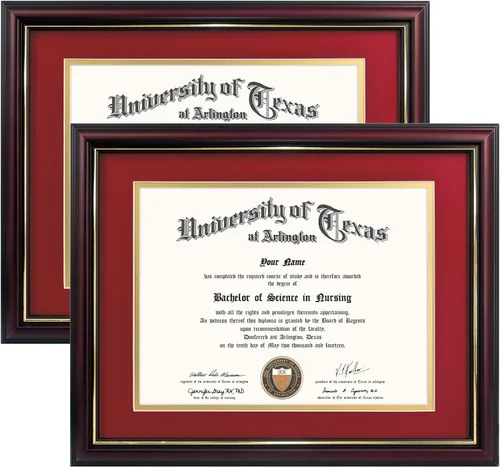 Miniatura 20 de GraduationMall Marco de diploma de certificado de 8.5 x 11, madera maciza y vidrio templado, acabado negro con ribete dorado