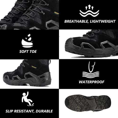 Miniatura 5 de RockRooster Walland KS735-KS737 - Botas de combate para hombre, suela de goma impermeable, botas de senderismo
