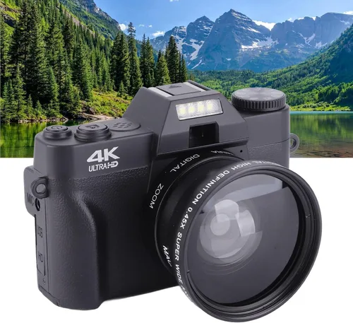 Miniatura 5 de Cámara digital 4K, cámara de vlogging de 48MP con pantalla abatible HD de 3 pulgadas de 180°, zoom digital de 16X, cámara de video de viaje