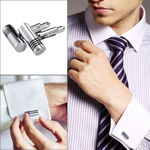 Miniatura 3 de Lictin Men's Cufflinks Cuff Links for Men, Stainless Steel Tuxedo Shirt Cuff Links Set