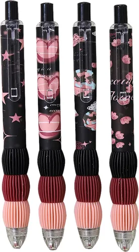 Miniatura 22 de 4 bolígrafos retráctiles estéticos de gel de agarre suave, tinta negra, bolígrafos de escritura con punta fina lisa de 0.020 in, suministros