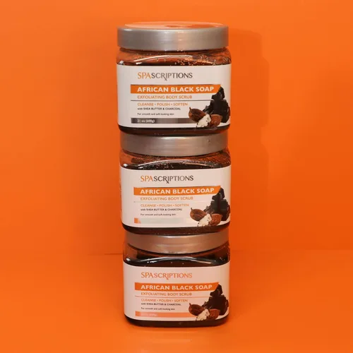 Miniatura 7 de SpaScriptions African Black Soap Sugar Scrub - Exfoliante corporal desintoxicante con manteca de karité y carbón, ideal para pieles grasas