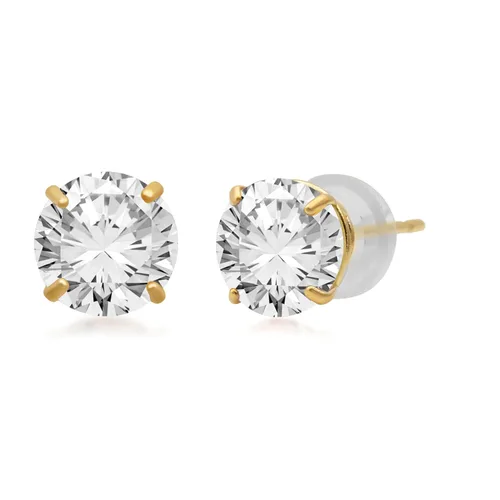 Miniatura 7 de Aretes con pasador de oro de 10 quilates con circonio Swarovski (1 ct), oro amarillo, Amarillo, 6456910YZZSTD
