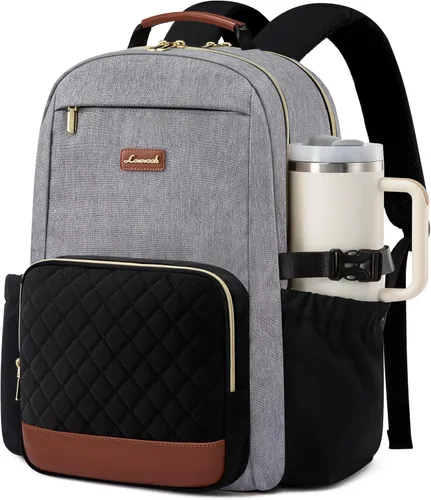 Miniatura 28 de LOVEVOOK Mochila para laptop para mujer con bolsillo para taza de gran capacidad, bolsa de computadora portátil de 15.6 pulgadas, mochila de viaje