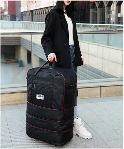 Miniatura 7 de Bolsa de viaje Oxford expandible extra grande con ruedas, impermeable, ligera, plegable, maleta, Azul, Equipaje extensible central rígido con ruedas