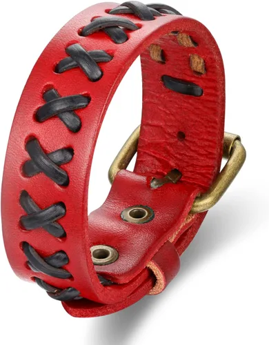 Miniatura 6 de Pulsera de cuero para hombre entrelazada con cuero negro, cierre de hebilla, estilo fresco