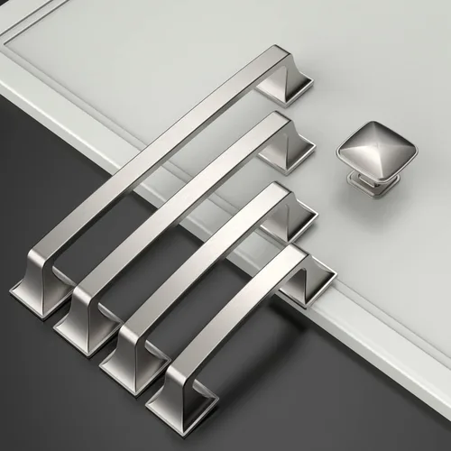 Miniatura 2 de Amerdeco Paquete de 6 tiradores de gabinete de níquel satinado cepillado, accesorios de gabinete central de 3 pulgadas para cocina, baño y aparador